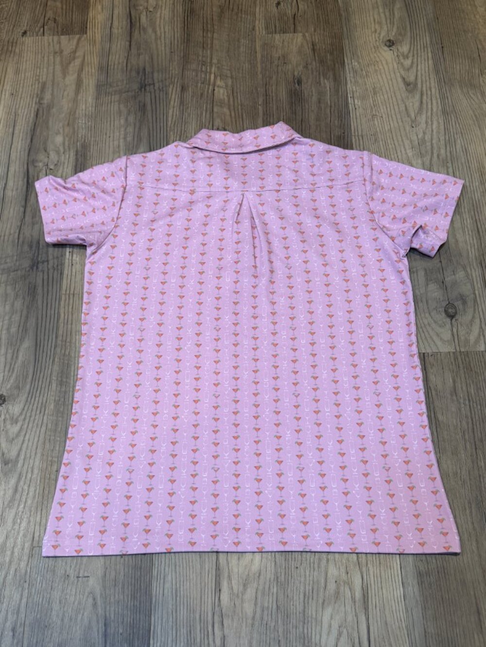 William Murray Golf Pink Polo Shirt Mens Medium Martini Print Waterloo Orange - Picture 3 of 5